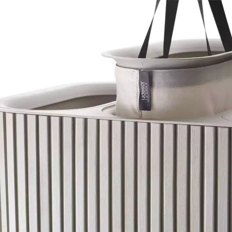 Joseph Joseph Tota Trio Luxe 90L Cesto portabiancheria con separazione in bambù - Ecru