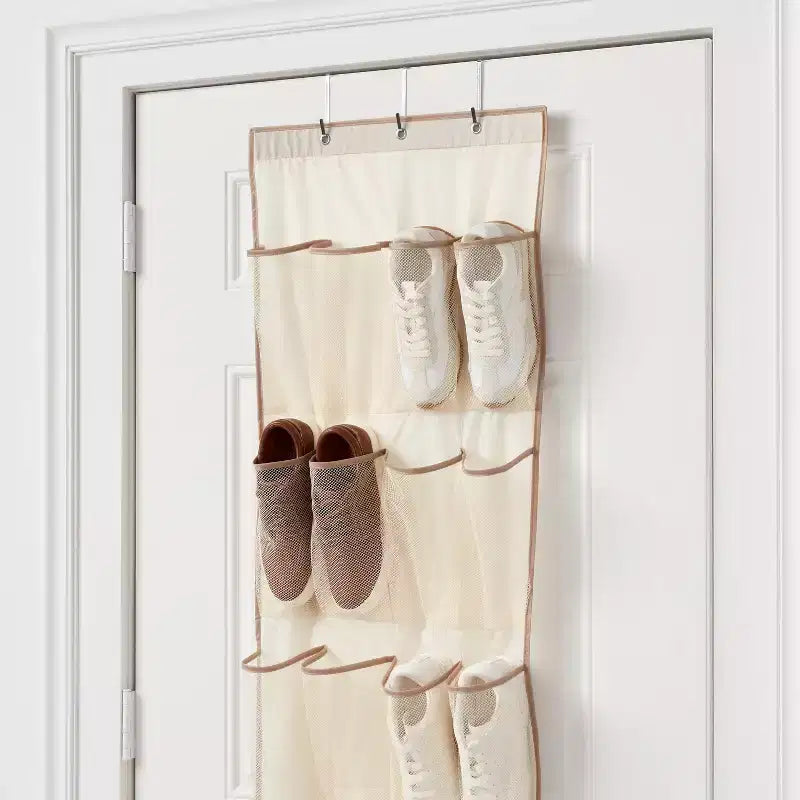 Organizzatore da appendere sopra la porta per scarpe con 15 tasche, colore marrone chiaro - Brightroom™