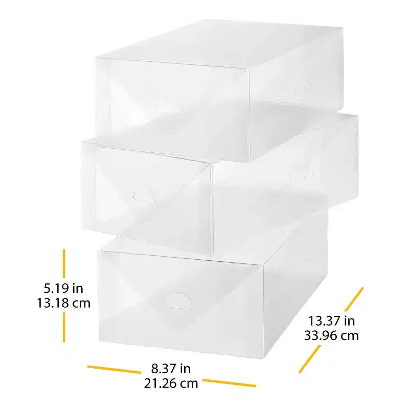 Whitmor Vue, scatole trasparenti per scarpe da uomo, 3 pz