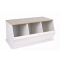 Badger Basket Three Bin Stackable Storage Cubby White/Gray Woodgrain