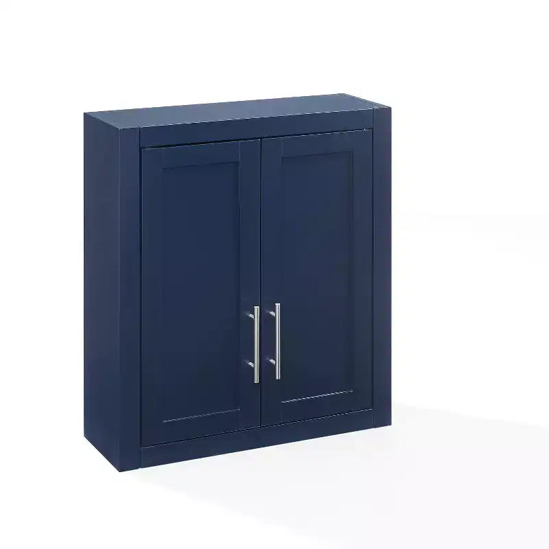 Crosley Savannah Wall Mounted Storage Cabinet Navy Blue