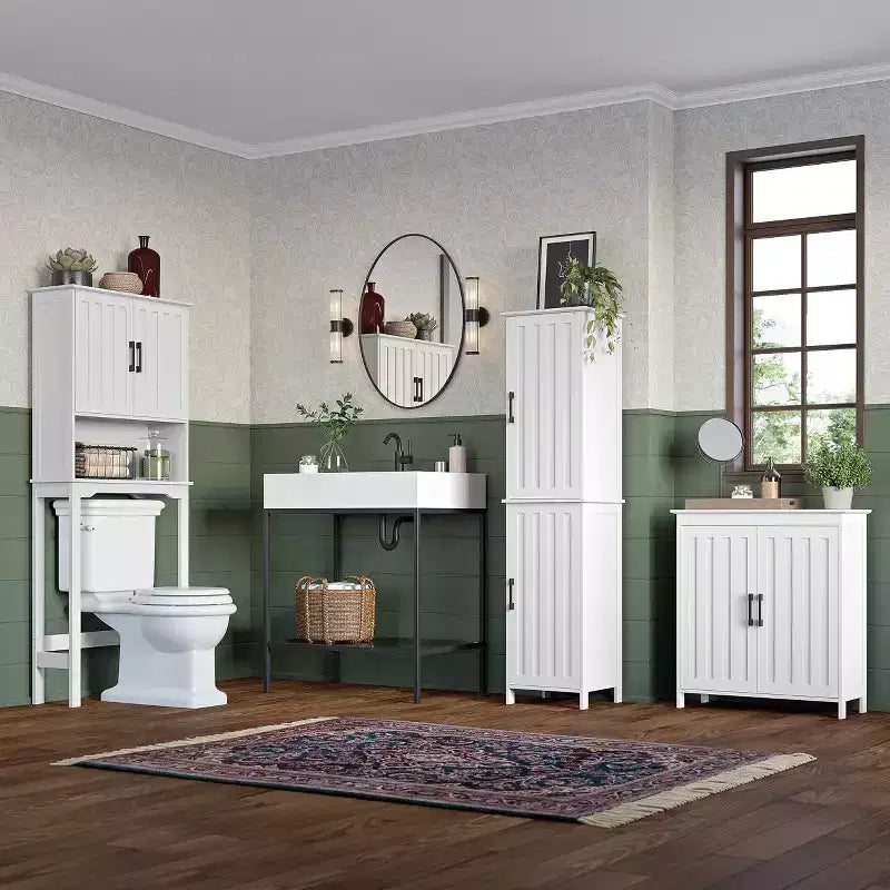 Mobile bagno alto RiverRidge Monroe con ante e ripiani regolabili - Bianco