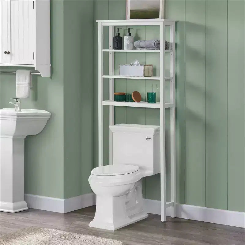 Dover Organizzatore da sopra il WC con ripiani aperti Bianco - Alaterre Furniture