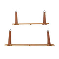 Set of 2 Wood 2 Wall Shelves with Faux Leather Straps Brown - CosmoLiving by Cosmopolitan: Contemporary Floating Storage, No Assembly Required