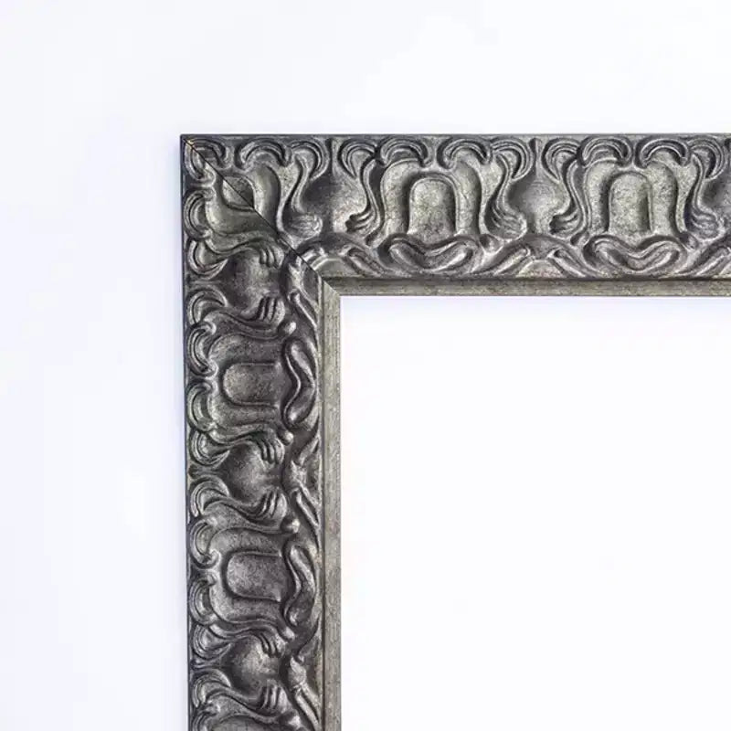 Specchio da Parete da Bagno 32" x 32" in Legno Luxor Argento - Amanti Art: Quadrato Moderno, Ferramenta di Montaggio Inclusa