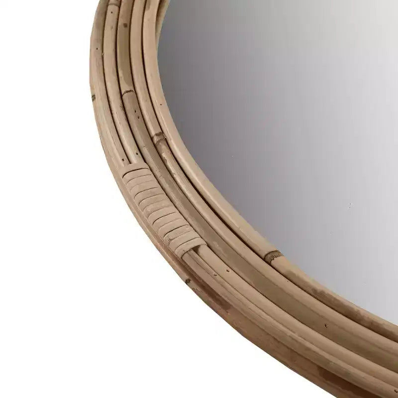 Martha Stewart Luna Specchio da parete rotondo in rattan naturale: Intrecciato a mano, Decorazione nautica, Nessun assemblaggio richiesto