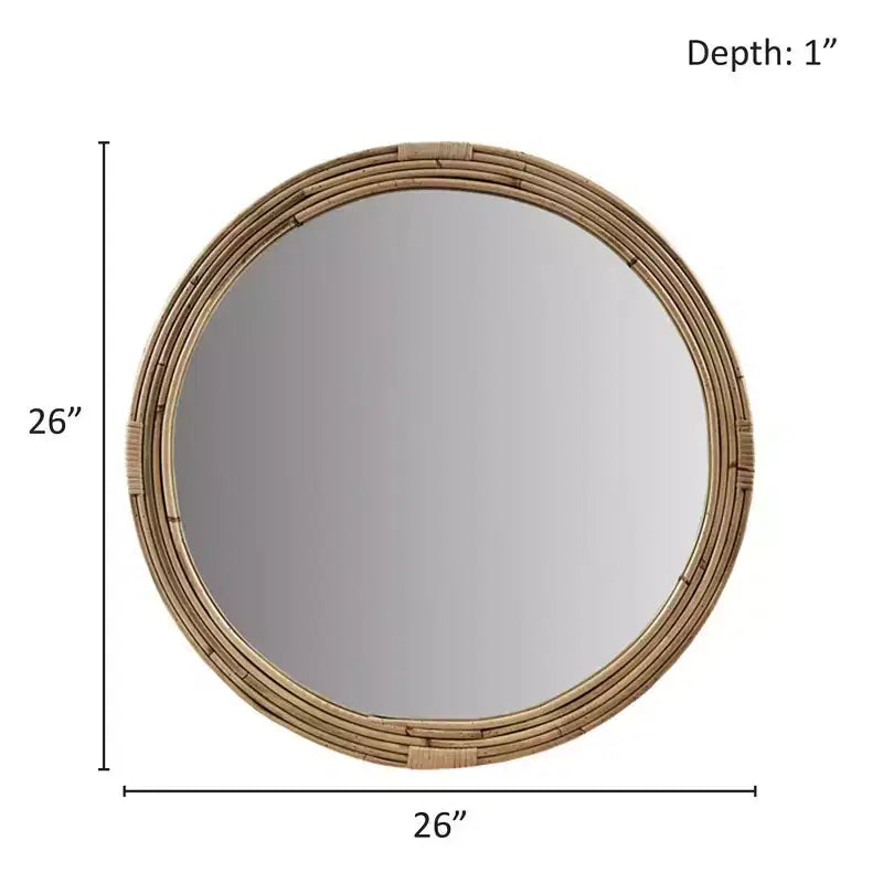 Martha Stewart Luna Specchio da parete rotondo in rattan naturale: Intrecciato a mano, Decorazione nautica, Nessun assemblaggio richiesto