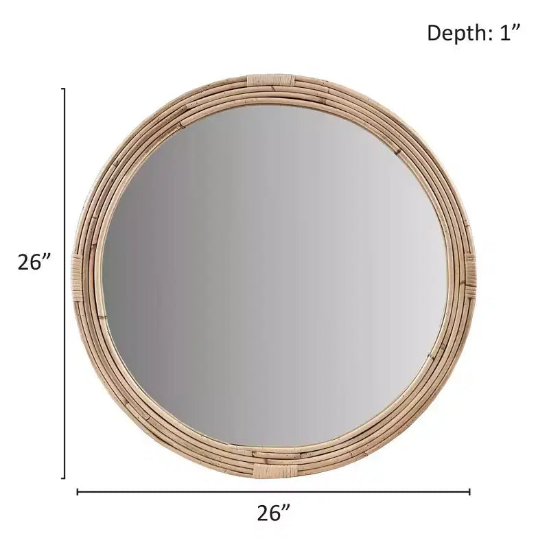 Martha Stewart Luna Specchio da parete rotondo in rattan naturale: Intrecciato a mano, Decorazione nautica, Nessun assemblaggio richiesto