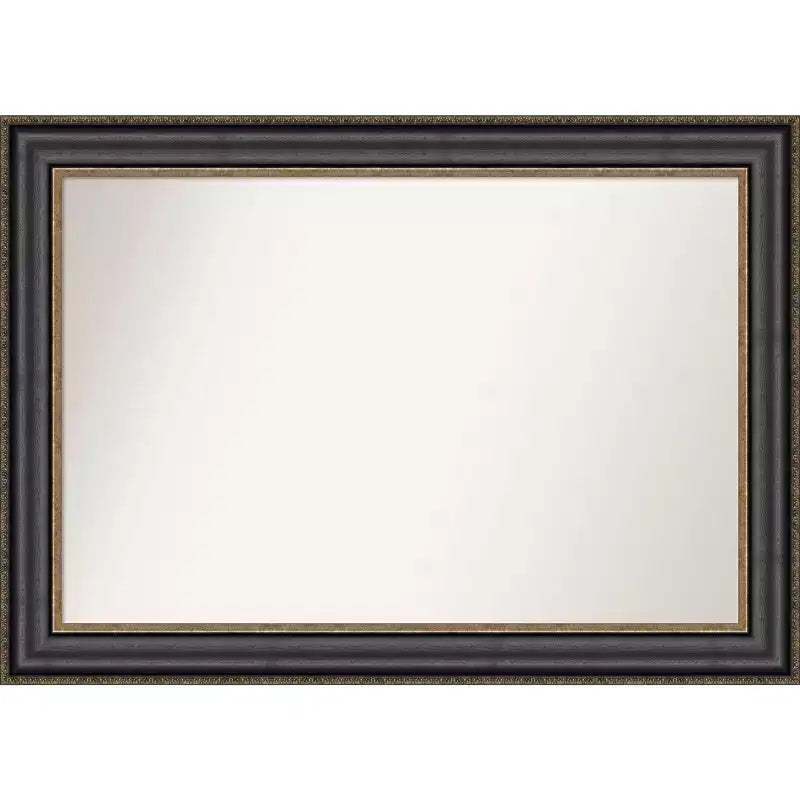 42" x 30" Non-Beveled Thomas Black Bronze Bathroom Wall Mirror - Amanti Art: Rectangle, Polystyrene Frame, Wall Mounted