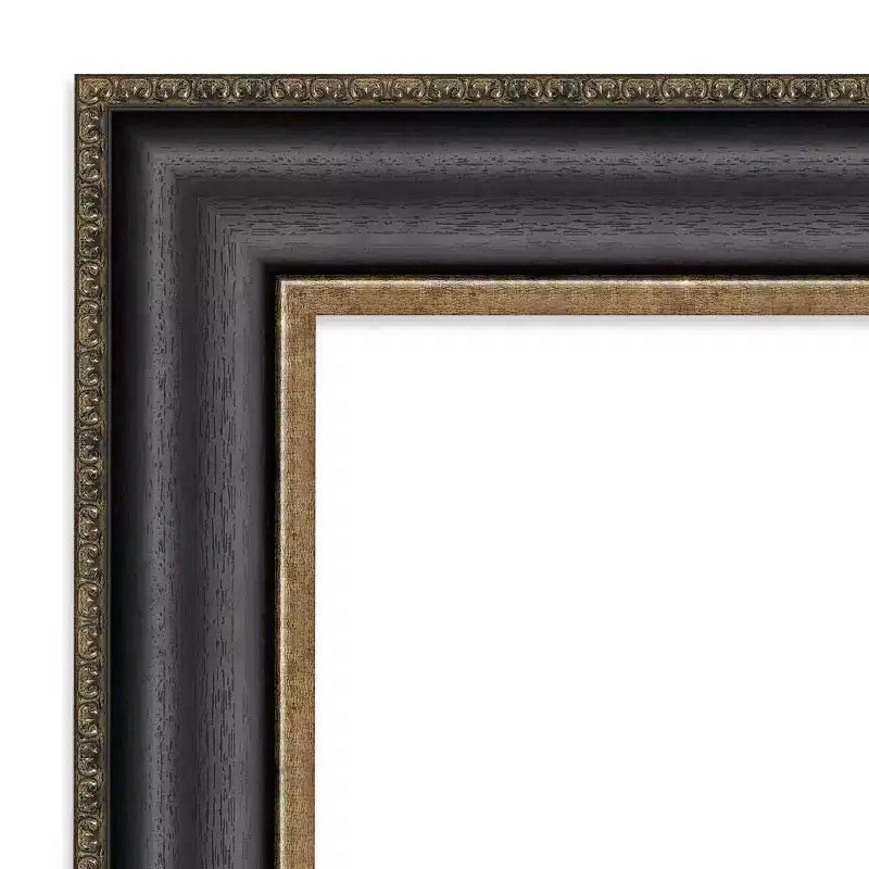 Specchio da parete per bagno Thomas in bronzo nero da 42" x 30" senza smussatura - Amanti Art: rettangolare, cornice in polistirene, montaggio a parete