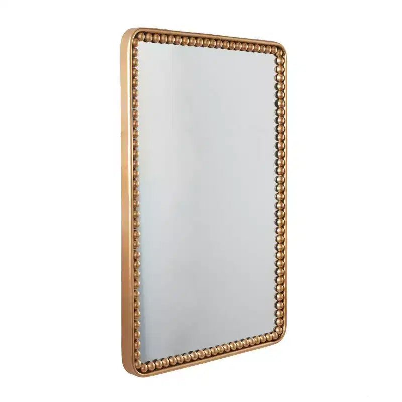 Specchio da Parete in Metallo 36"x24" con Dettaglio Perline Oro - Olivia & May: Specchio Decorativo Rettangolare Moderno, Nessun Montaggio Richiesto