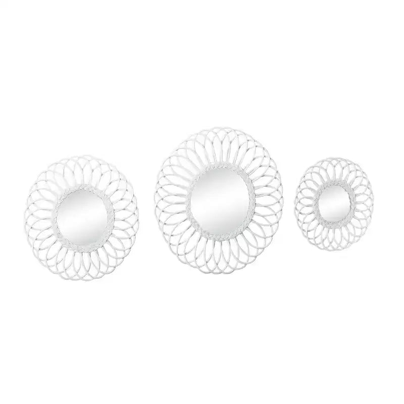 Olivia & May Wood Starburst Wall Mirror Set of 3 White: Stile Tradizionale, Nessun Assemblaggio Richiesto, Include Hardware di Montaggio