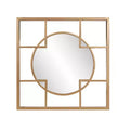 Howard Elliott 20"x20" Metal Framed Circular and Square Gold Wall Mirror: Modern Style, No Assembly, Wall Mount