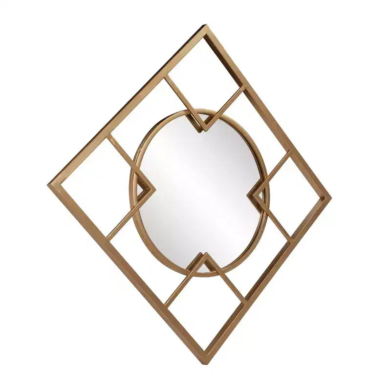 Specchio da parete oro Howard Elliott 20"x20" con cornice in metallo, circolare e quadrata: stile moderno, nessun assemblaggio, montaggio a parete