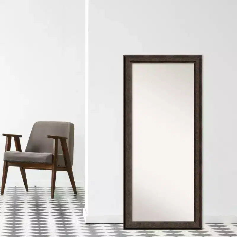 Specchio da terra a tutta lunghezza Amanti Art, 30" x 66", in bronzo con bordo non smussato - Include hardware per il montaggio