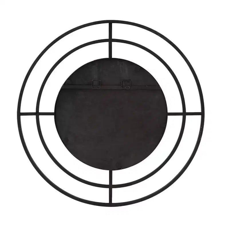 Specchio da parete rotondo Howard Elliott da 23" con cornice geometrica in ferro, nero opaco: arredamento moderno, nessun montaggio, montaggio a parete