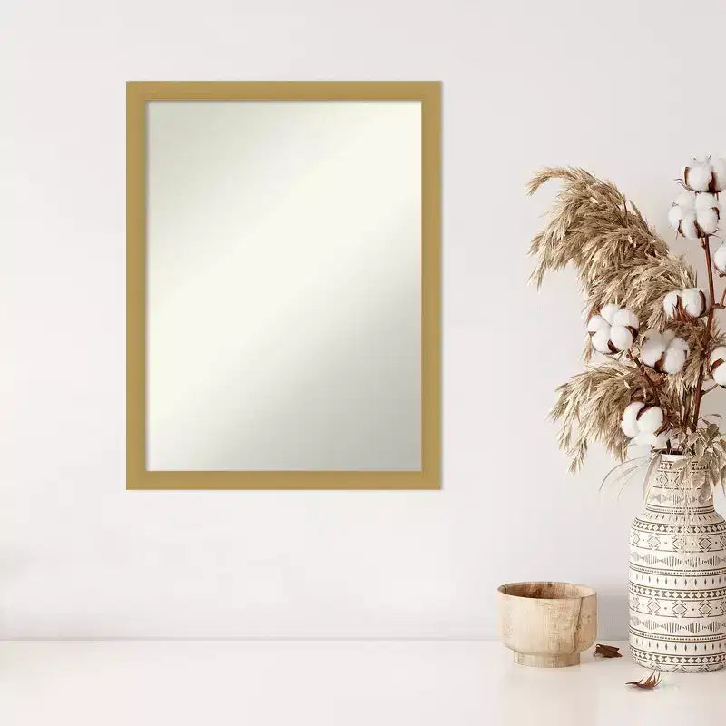 Specchio da Parete Stretto non Smussato Grace in Oro Spazzolato 20" x 26" - Amanti Art: Specchio da Bagno Rettangolare Moderno, Ferramenta di Montaggio Inclusa