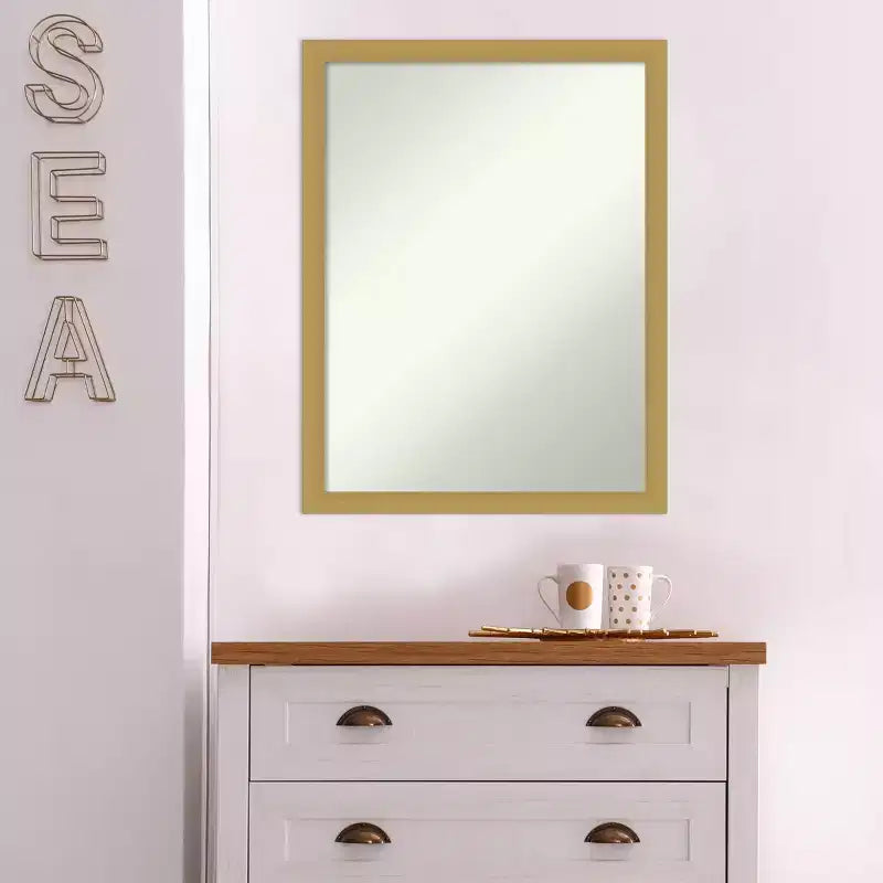 Specchio da Parete Stretto non Smussato Grace in Oro Spazzolato 20" x 26" - Amanti Art: Specchio da Bagno Rettangolare Moderno, Ferramenta di Montaggio Inclusa