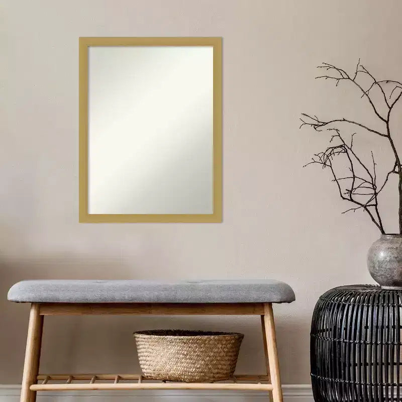 Specchio da Parete Stretto non Smussato Grace in Oro Spazzolato 20" x 26" - Amanti Art: Specchio da Bagno Rettangolare Moderno, Ferramenta di Montaggio Inclusa