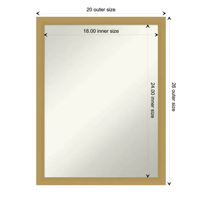 Specchio da Parete Stretto non Smussato Grace in Oro Spazzolato 20" x 26" - Amanti Art: Specchio da Bagno Rettangolare Moderno, Ferramenta di Montaggio Inclusa
