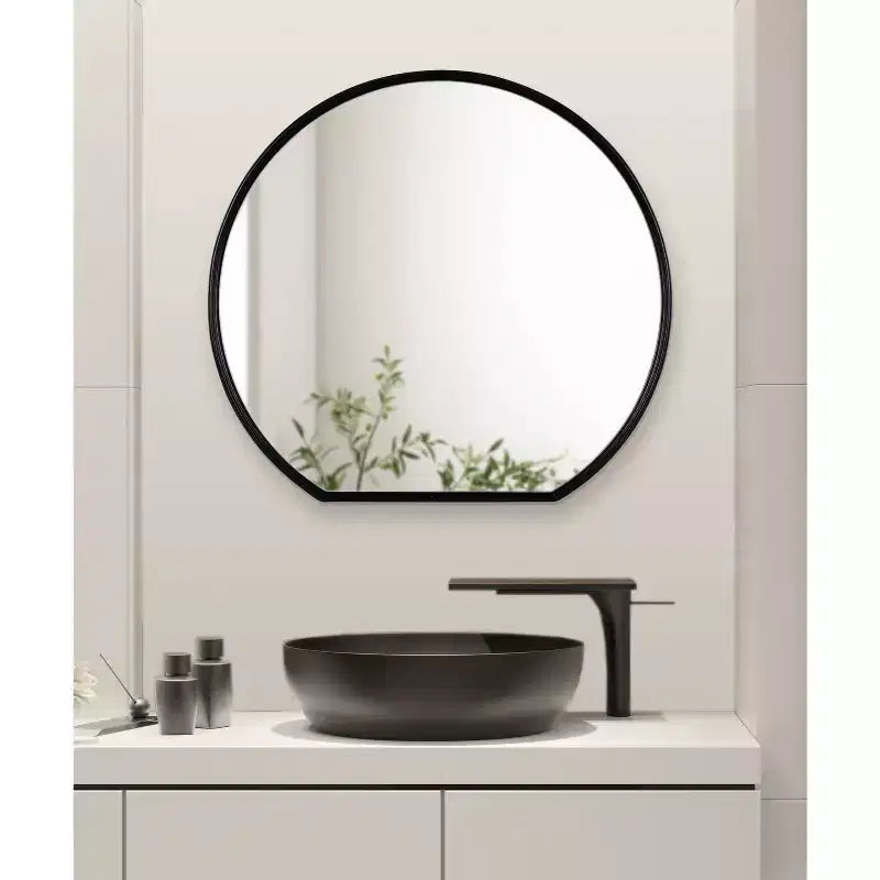 Specchio Decorativo da Parete Piatto Rotondo Caskill Nero 61 x 58 cm - Kate & Laurel All Things Decor: Stile Moderno, Cornice in MDF, Nessun Montaggio Richiesto
