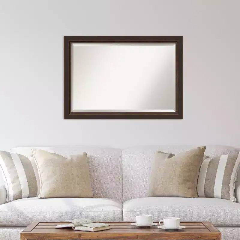 Specchio da parete in legno bronzo Lara smussato 41" x 29" - Amanti Art: Rettangolare moderno, nessun assemblaggio richiesto