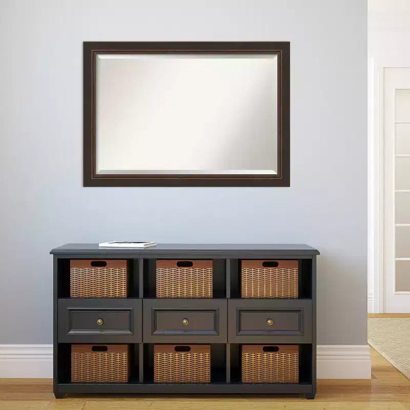 Specchio da parete in legno bronzo Lara smussato 41" x 29" - Amanti Art: Rettangolare moderno, nessun assemblaggio richiesto
