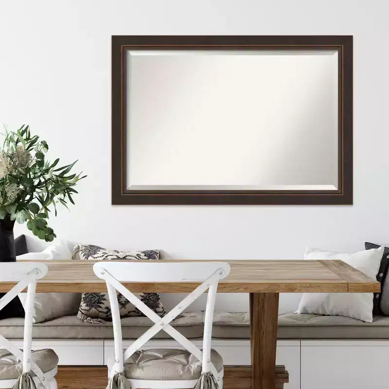 Specchio da parete in legno bronzo Lara smussato 41" x 29" - Amanti Art: Rettangolare moderno, nessun assemblaggio richiesto