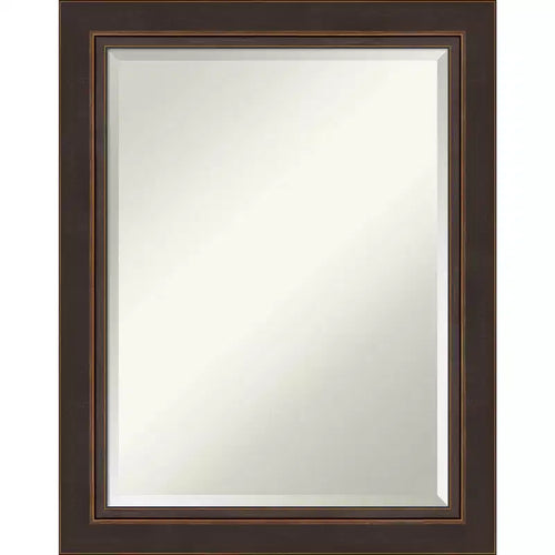 23" x 29" Beveled Lara Bronze Wood Wall Mirror - Amanti Art: Modern Rectangular, No Assembly, Includes Hardware