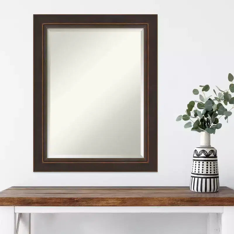 Specchio da parete in legno bronzo Lara smussato da 23" x 29" - Amanti Art: rettangolare moderno, nessun assemblaggio, hardware incluso