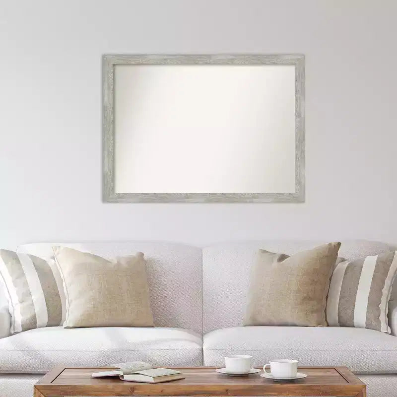 Specchio da parete stretto da 42" x 31" senza smussatura grigio tortora - Amanti Art