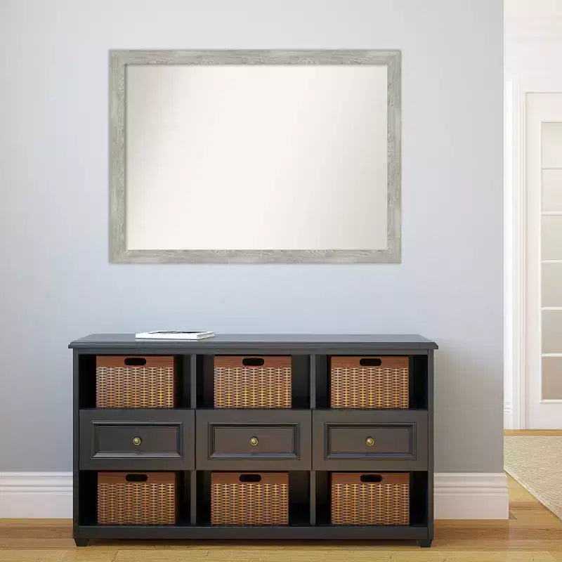 Specchio da parete stretto da 42" x 31" senza smussatura grigio tortora - Amanti Art