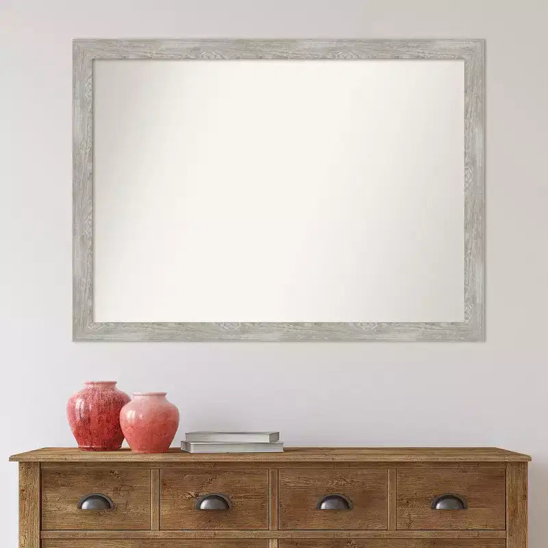 Specchio da parete stretto da 42" x 31" senza smussatura grigio tortora - Amanti Art