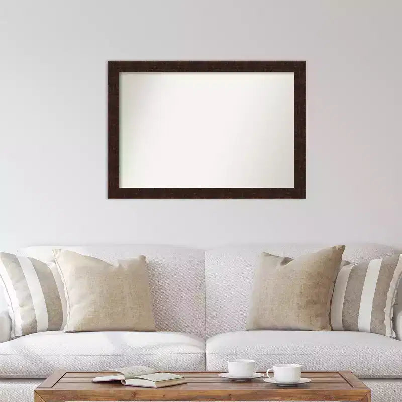 Specchio da parete stretto 40" x 28" senza smusso William Mottled Bronze - Amanti Art