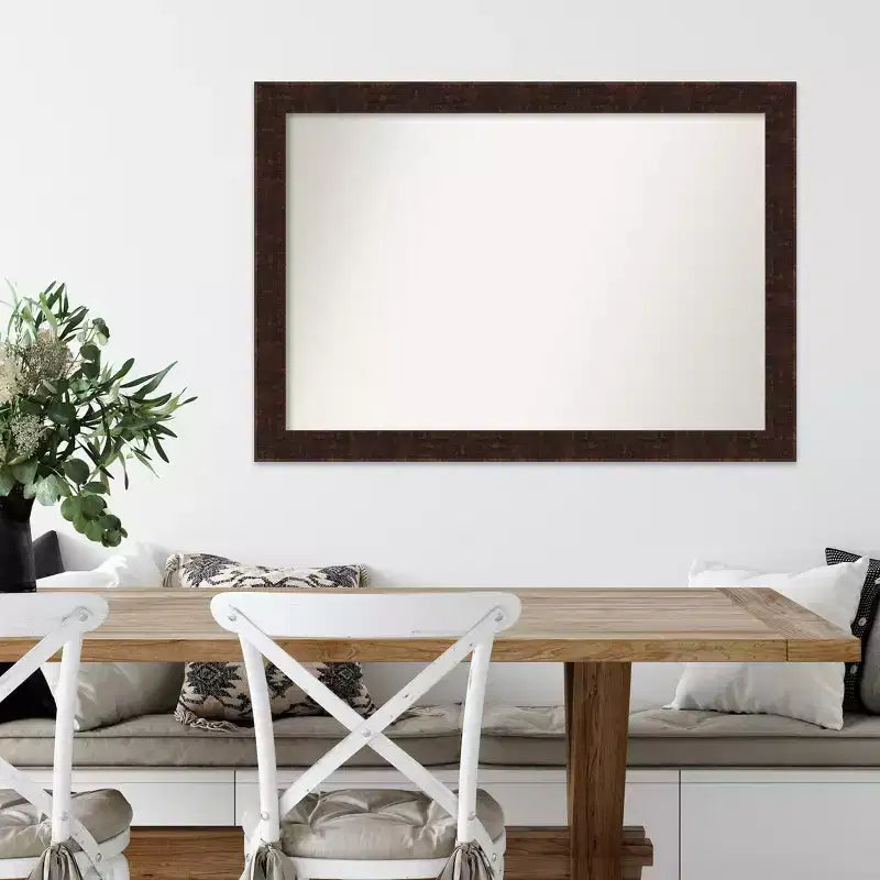 Specchio da parete stretto 40" x 28" senza smusso William Mottled Bronze - Amanti Art