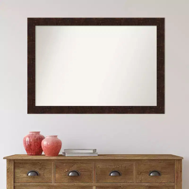 Specchio da parete stretto 40" x 28" senza smusso William Mottled Bronze - Amanti Art