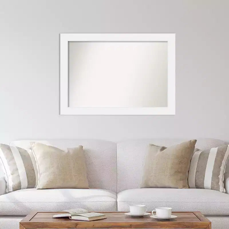 Specchio da parete senza smussatura Corvino bianco in legno 41" x 29" - Amanti Art: Rettangolare moderno, include accessori per il montaggio