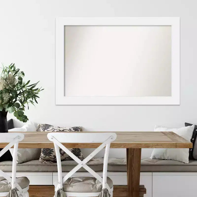 Specchio da parete senza smussatura Corvino bianco in legno 41" x 29" - Amanti Art: Rettangolare moderno, include accessori per il montaggio