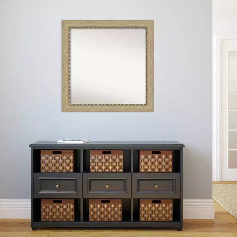 Specchio da parete Astor Champagne, 78,7 x 78,7 cm, non smussato - Amanti Art: Cornice quadrata moderna, include hardware per il montaggio