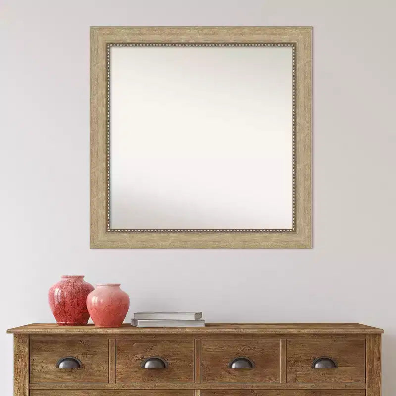 Specchio da parete Astor Champagne, 78,7 x 78,7 cm, non smussato - Amanti Art: Cornice quadrata moderna, include hardware per il montaggio