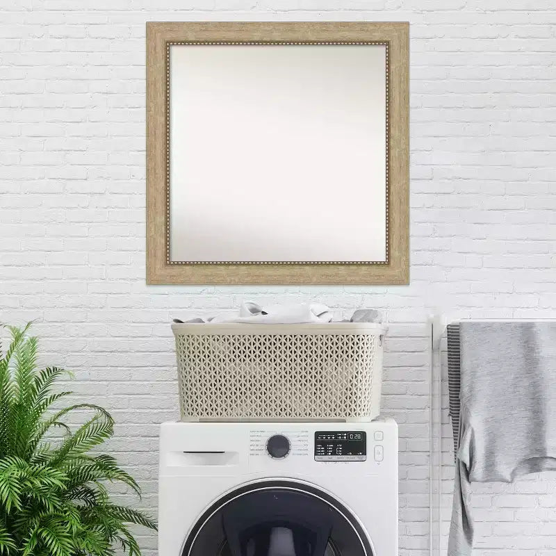 Specchio da parete Astor Champagne, 78,7 x 78,7 cm, non smussato - Amanti Art: Cornice quadrata moderna, include hardware per il montaggio