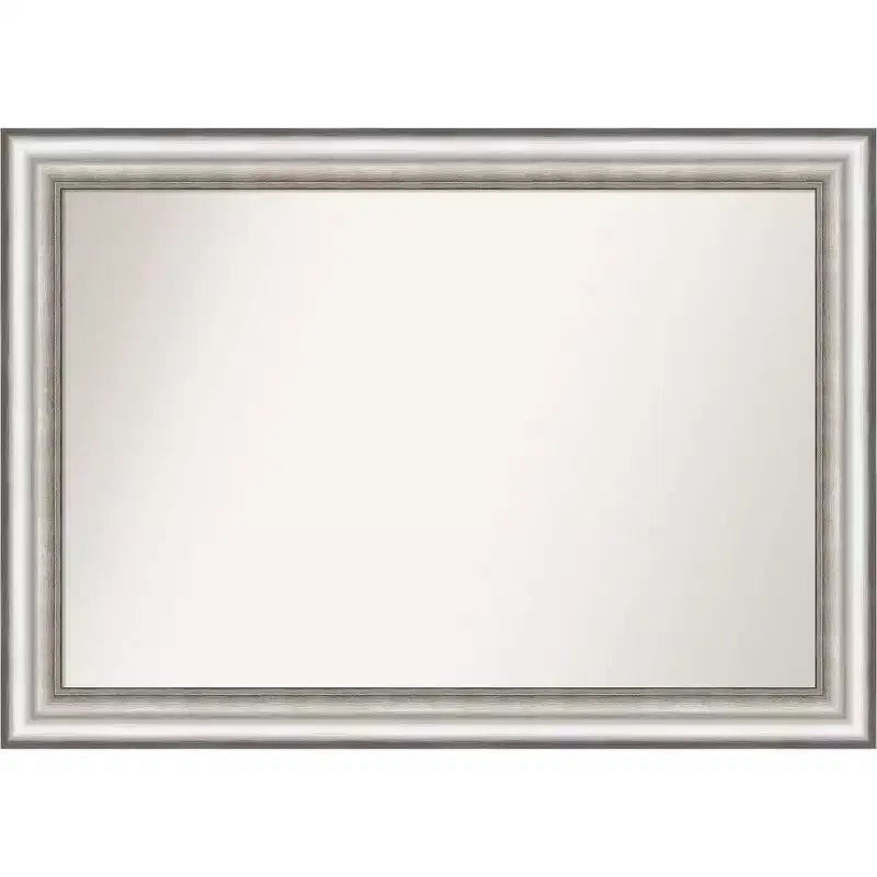 41" x 29" Non-Beveled Salon Silver Wall Mirror - Amanti Art