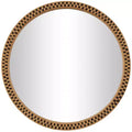 32"x32" Wooden Handmade Woven Checkered Wall Mirror Brown - Olivia & May