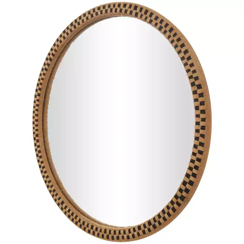 Specchio da parete a scacchi in legno fatto a mano 81x81 cm Marrone - Olivia & May