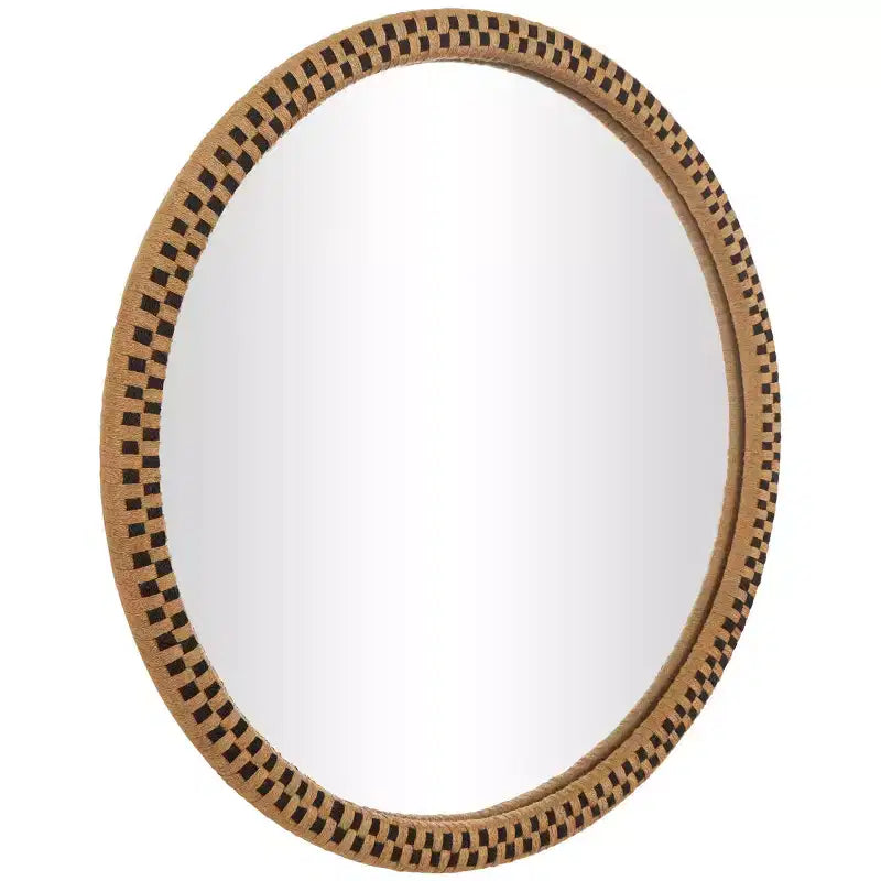 Specchio da parete a scacchi in legno fatto a mano 81x81 cm Marrone - Olivia & May