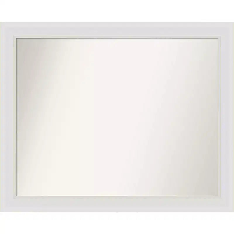 32" x 26" Non-Beveled Flair Soft White Narrow Wall Mirror - Amanti Art: Modern Rectangle, Polystyrene Frame, Included Mounting Hardware