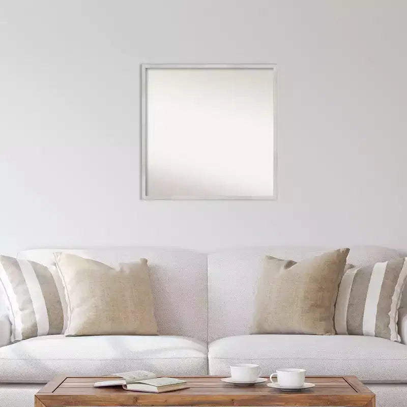 Specchio da parete quadrato moderno Amanti Art con cornice in legno color argento svelte senza smussatura 28"x 28" - Ferramenta per il montaggio inclusa