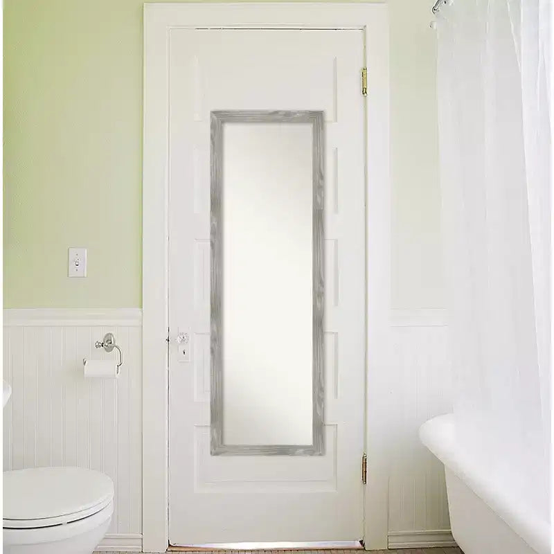 Specchio a figura intera da 17" x 51" con finitura grigio tortora non smussata da appendere alla porta - Amanti Art: Cornice in polistirene, da parete o da porta