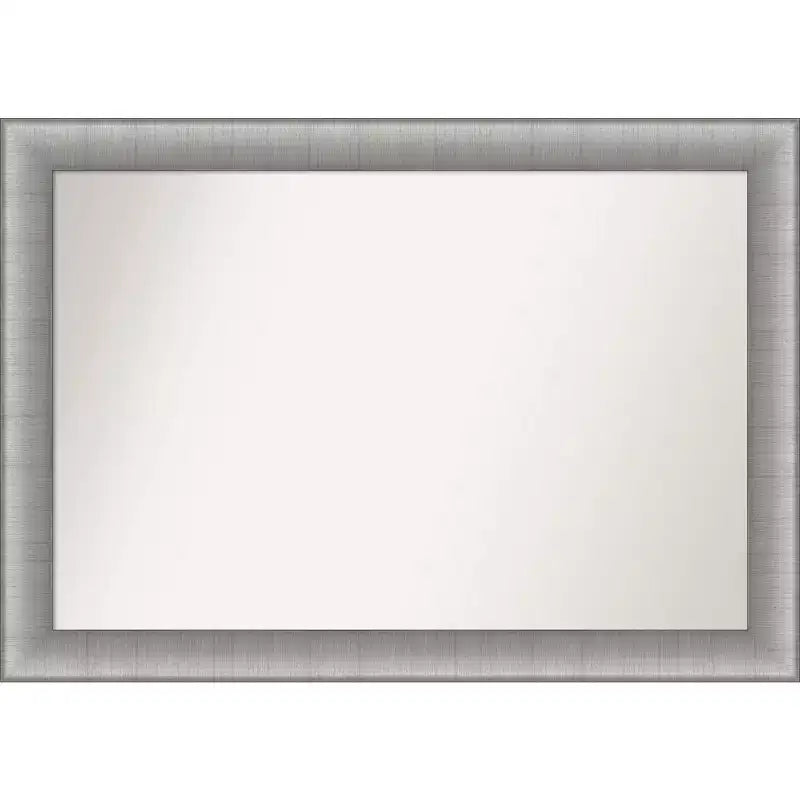 Amanti Art 41"x29" Non-Beveled Elegant Bathroom Wall Mirror Brushed Pewter : Includes Mounting Hardware, Polystyrene Frame