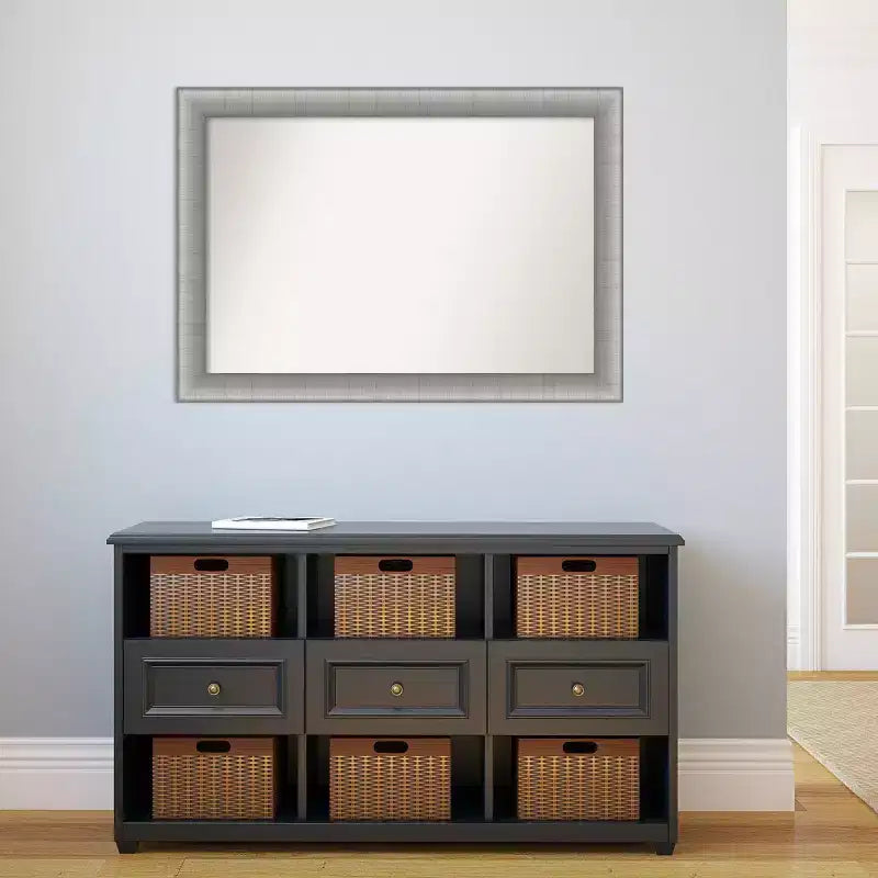 Amanti Art Specchio da parete elegante per bagno da 41"x29" senza smussature in peltro spazzolato: include accessori per il montaggio, cornice in polistirolo